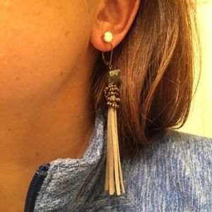Hart and Fox Boutique Jewelry - Hematite Nugget Leather Fringe Earrings Hart and Fox Boutique Jewelry - Hematite Nugget Leather Fringe Earrings